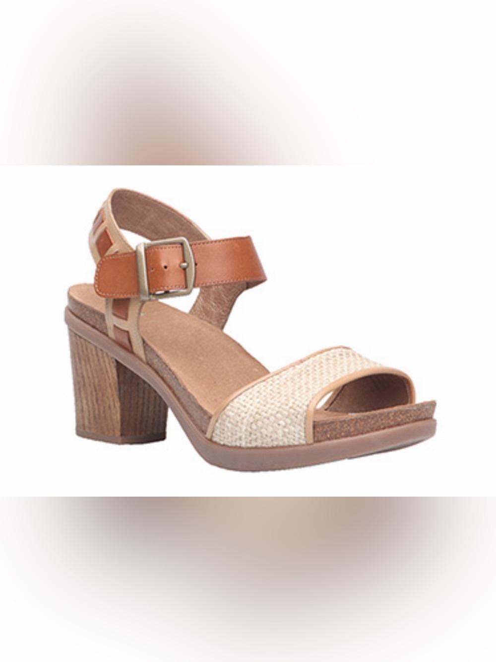 Dansko Debby Women’s 37 Tan and Cream Leather Block Heel Sandals